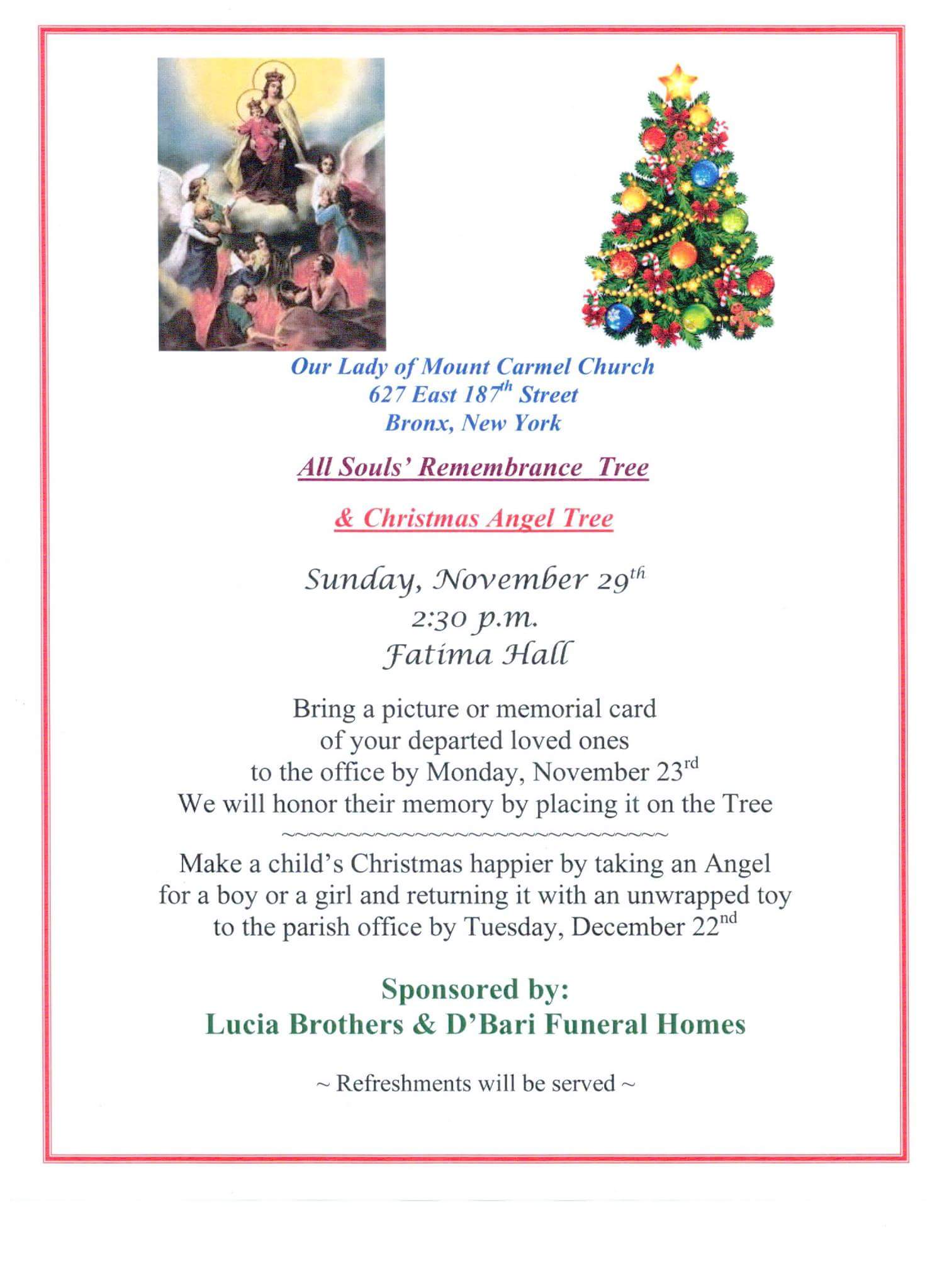 All Souls’ Remembrance Tree & Christmas Angel Tree