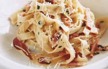 Fettuccine Alla Carbonara from Borgatti’s Ravioli and Egg Noodles