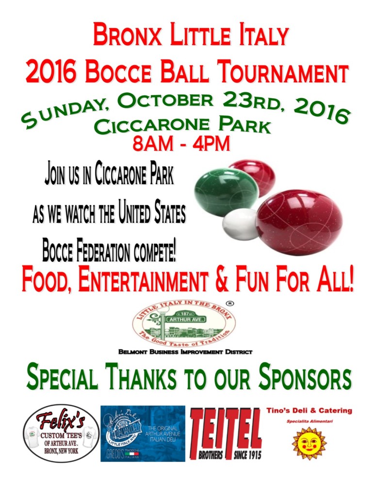 Bronx Little Italy 2016 Bocce Ball Tournament