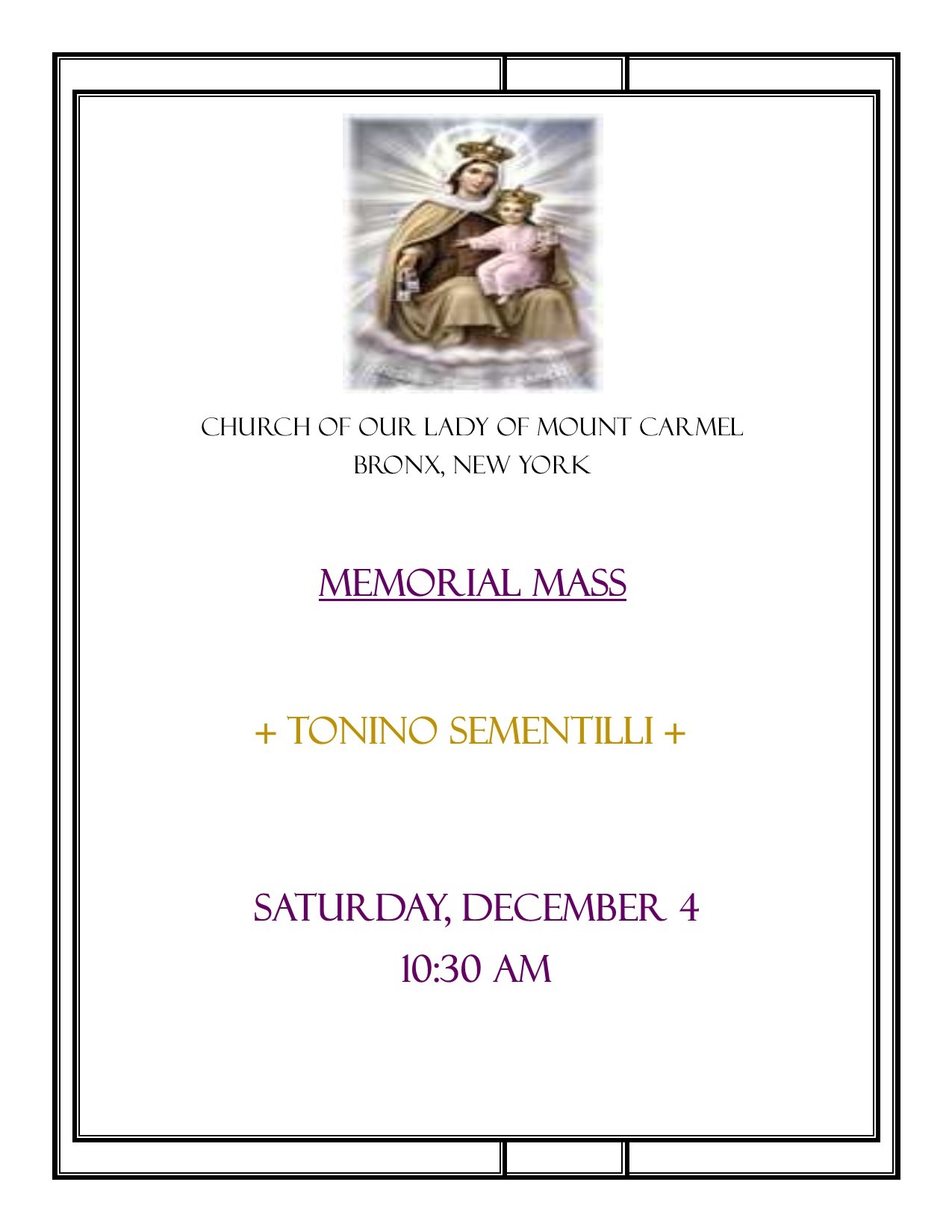 Memorial Mass