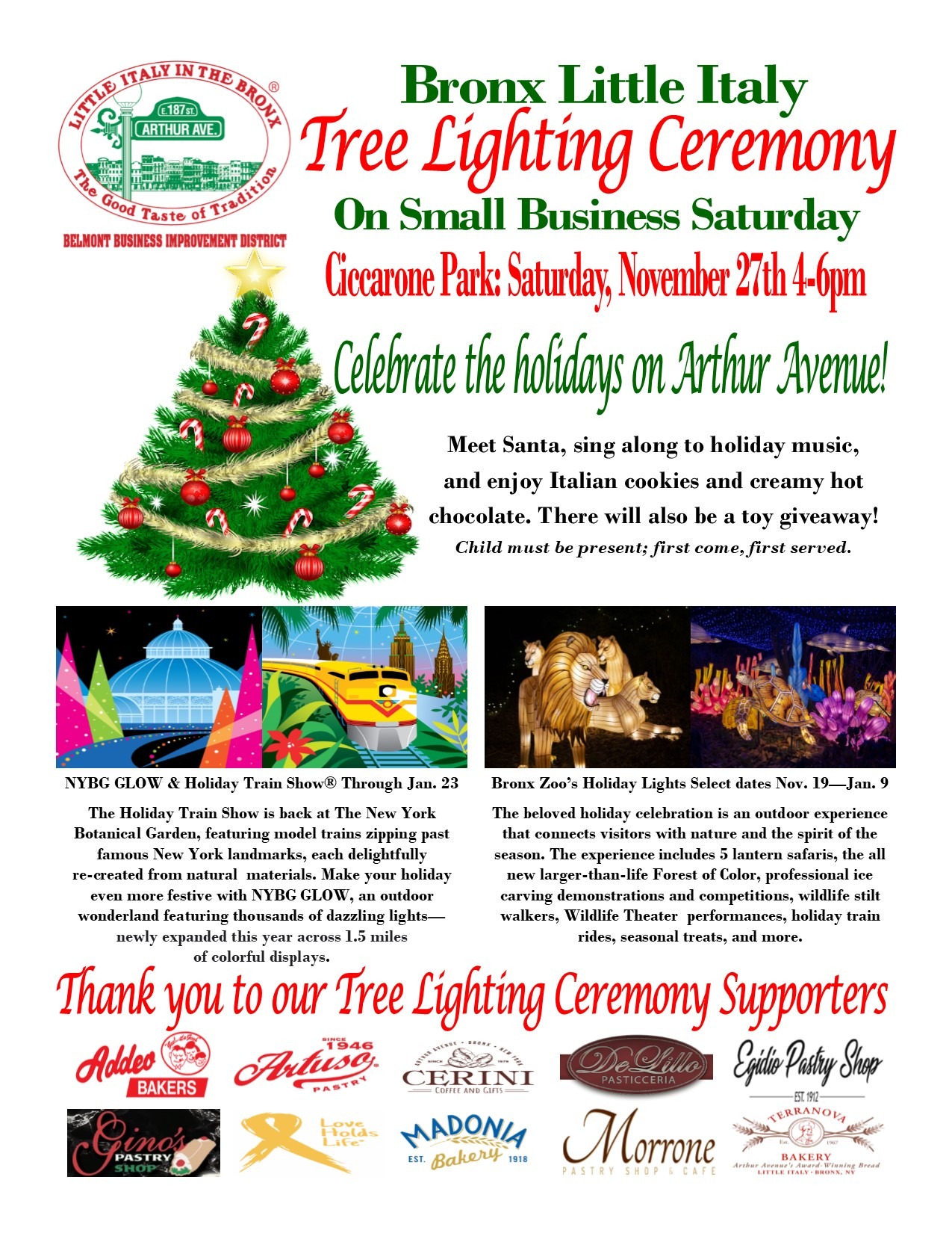 Bronx Little Italy Tree Lighting Ceremony on Small Business Saturday