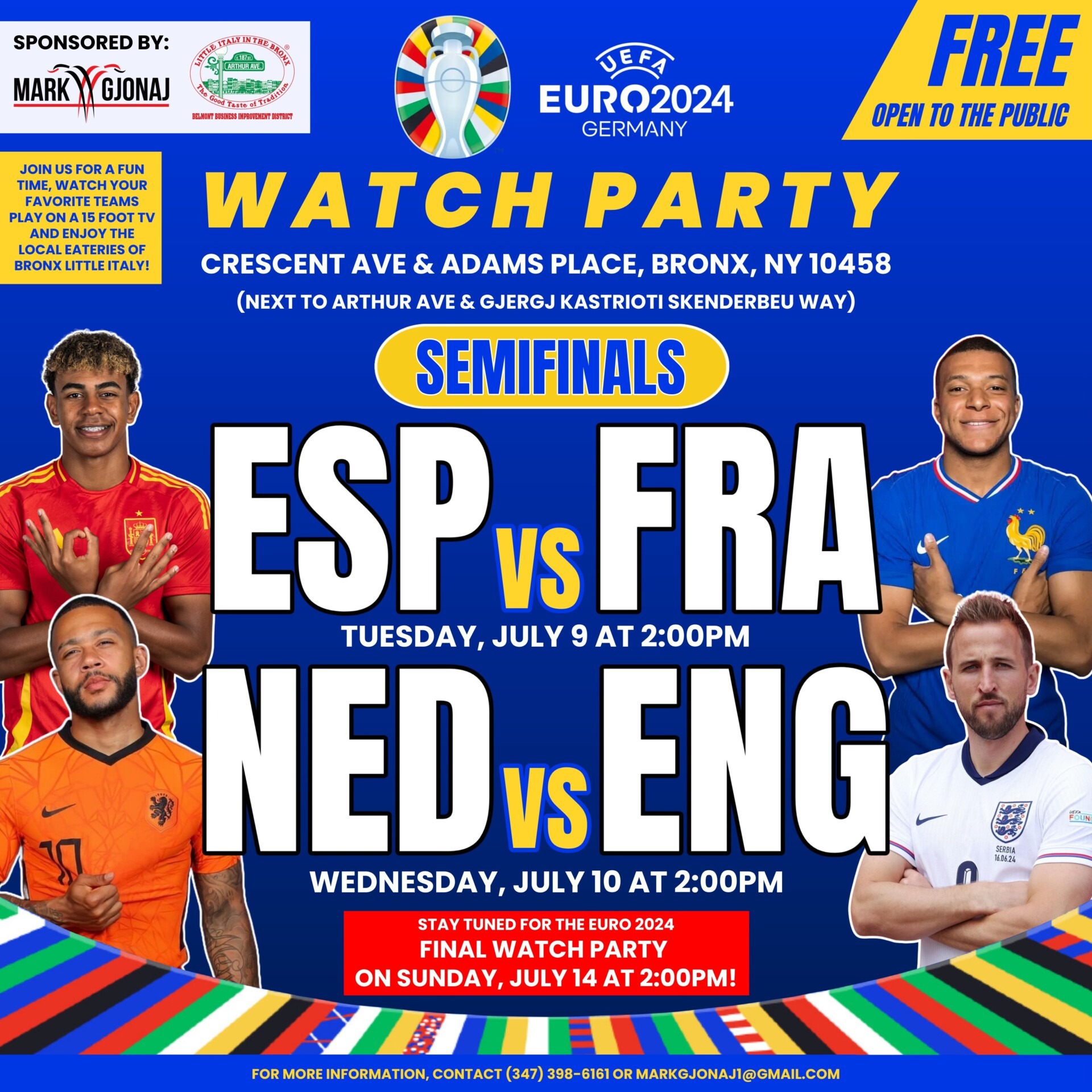 UEFA EURO2024 Watch Party 7/9/24 & 7/10/24