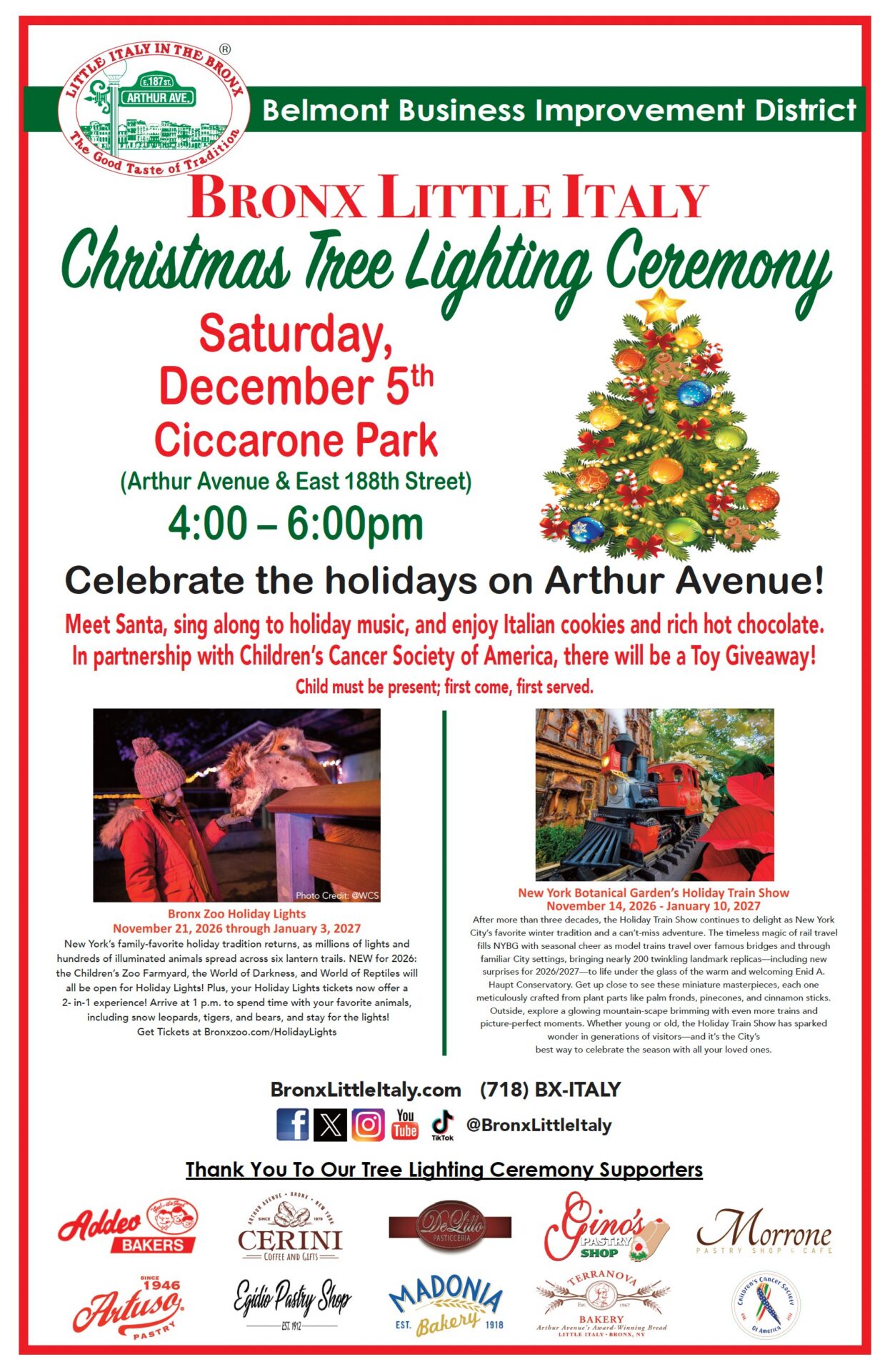 Bronx Little Italy Christmas Tree Lighting Ceremony 2026